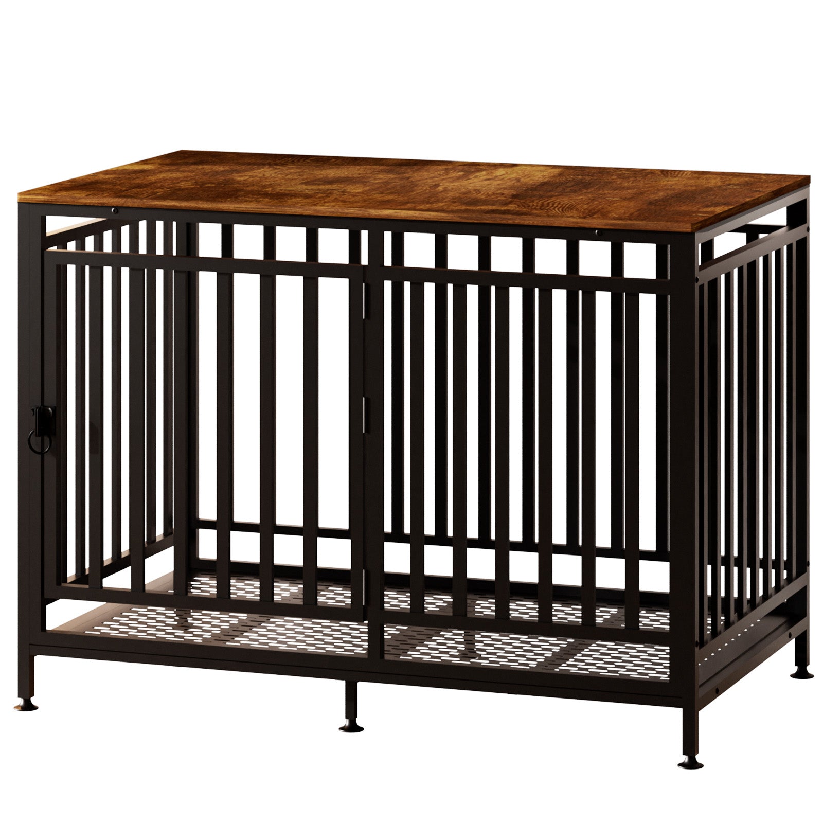 43.4"  Dog Crate Furniture for Medium and Large Dogs – Heavy Duty Wooden Dog Kennel with Metal Frame, Stylish Indoor Dog Cage End Table, Safe & Easy to Clean