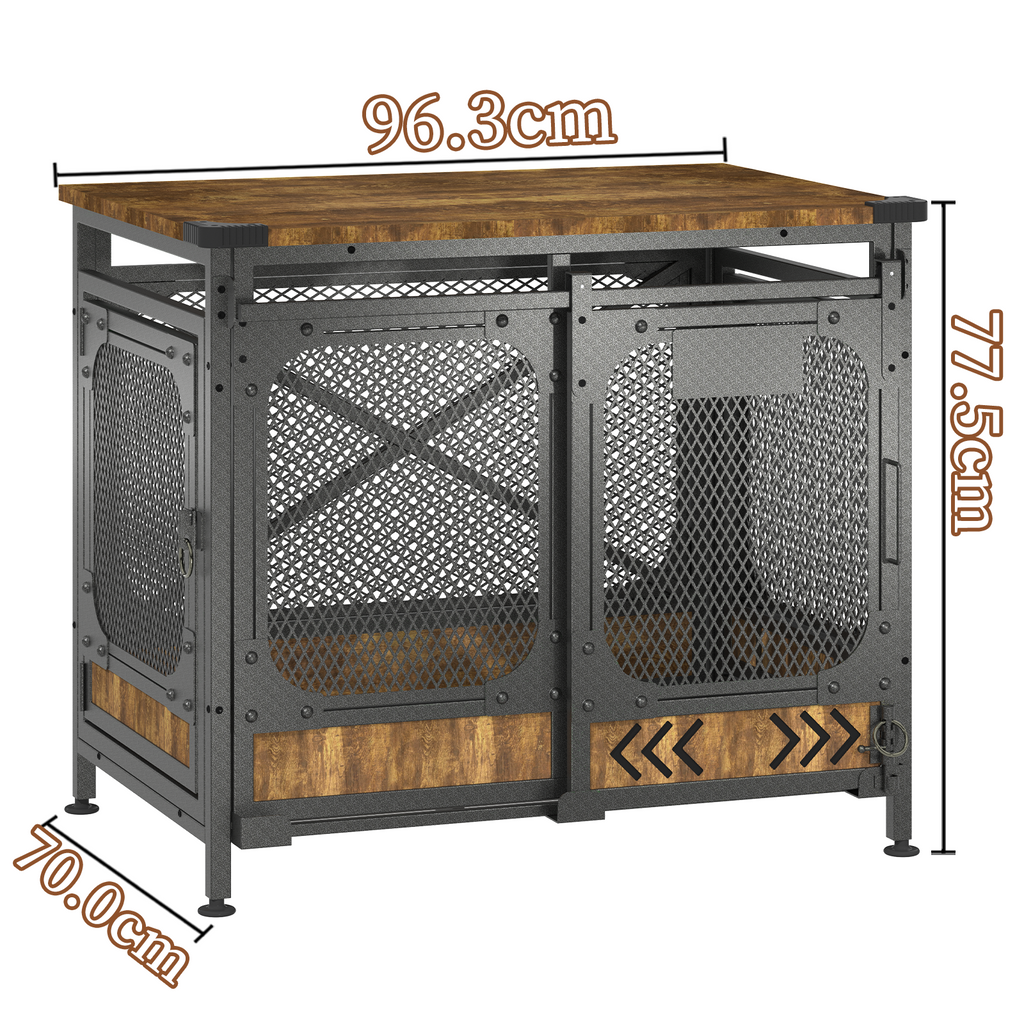 Dog Crate Furniture, Sliding Doors 39.9" – Heavy Duty Wooden Dog Kennel with Cushion, Dog Cage for Medium & Large Dogs, Chew-Resistant End Table Design